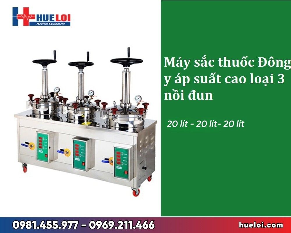 Máy sắc thuốc 3 nồi áp suất cao YJH20/20/20 - 3 nồi 20L